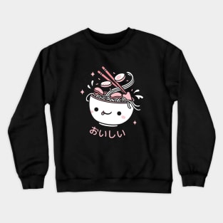 Cute Ramen Spilling Toppings Oishii Crewneck Sweatshirt